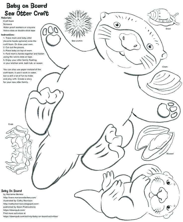 736x892 Sea Otter Coloring Pages Sea Otter Black And White Baby Sea