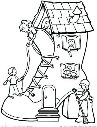 336x440 Old Lady Who Lived In A Shoe Coloring Page