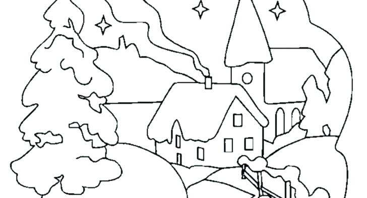 728x393 Free Winter Scene Coloring Pages Printable Of Scenes To Print