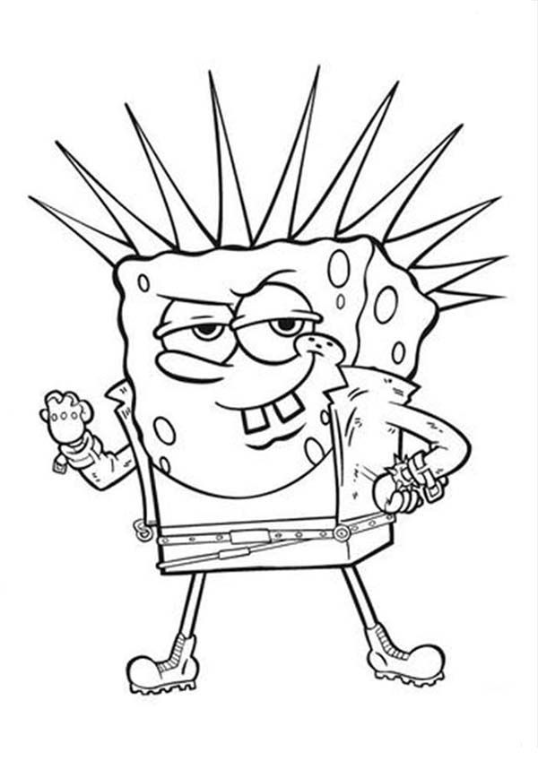 600x849 Spongebob In Punk Outfit Coloring Page Coloring