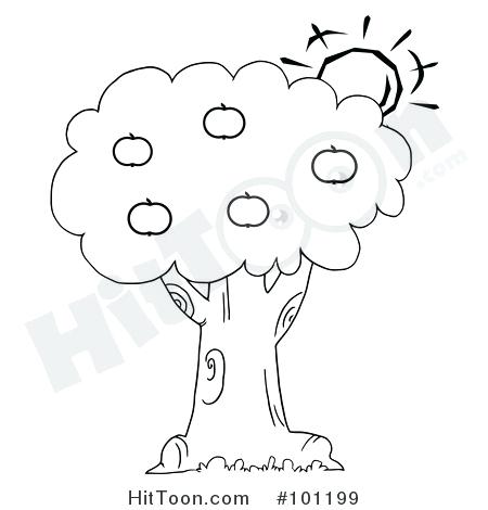 450x470 Coloring Page Outline Of The Sun Behind An Apple Tree And Coloring