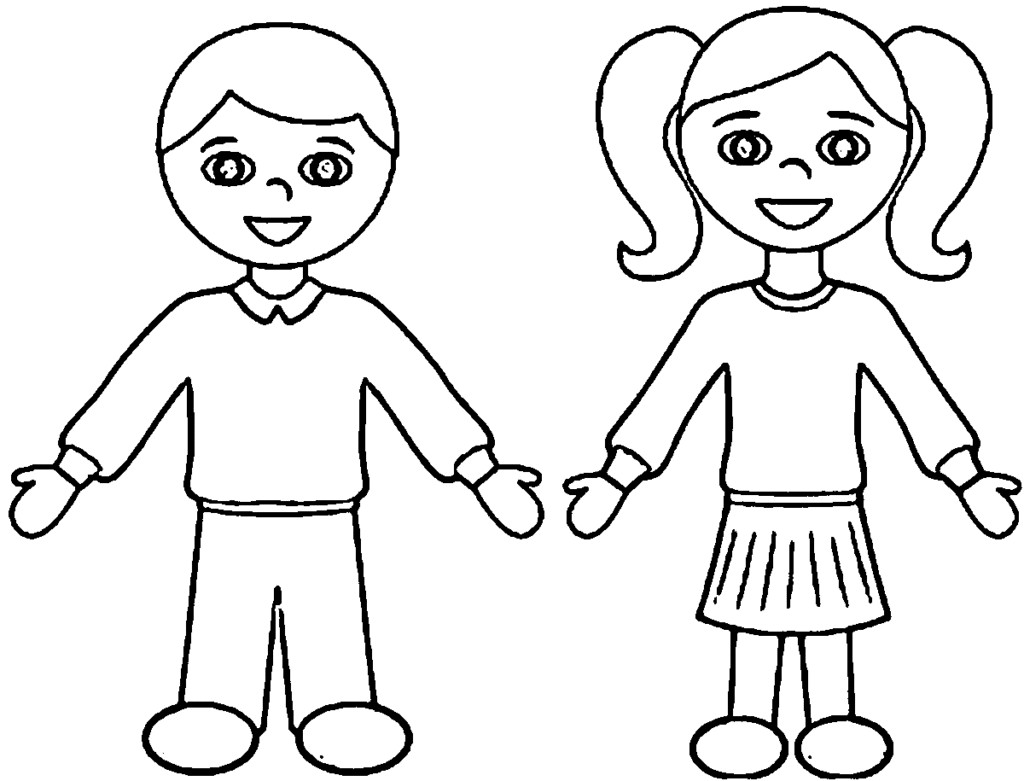 1024x781 Outline Of A Boy And Girl Coloring Pages