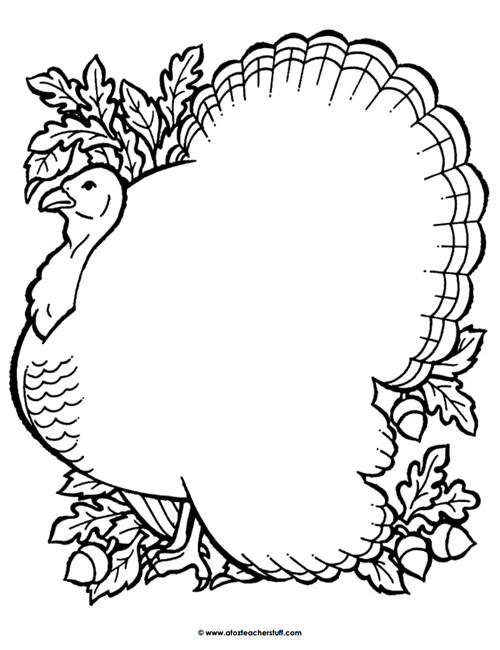 500x650 Turkey Coloring Page Outline Or Shape Book A To Z Teacher Stuff