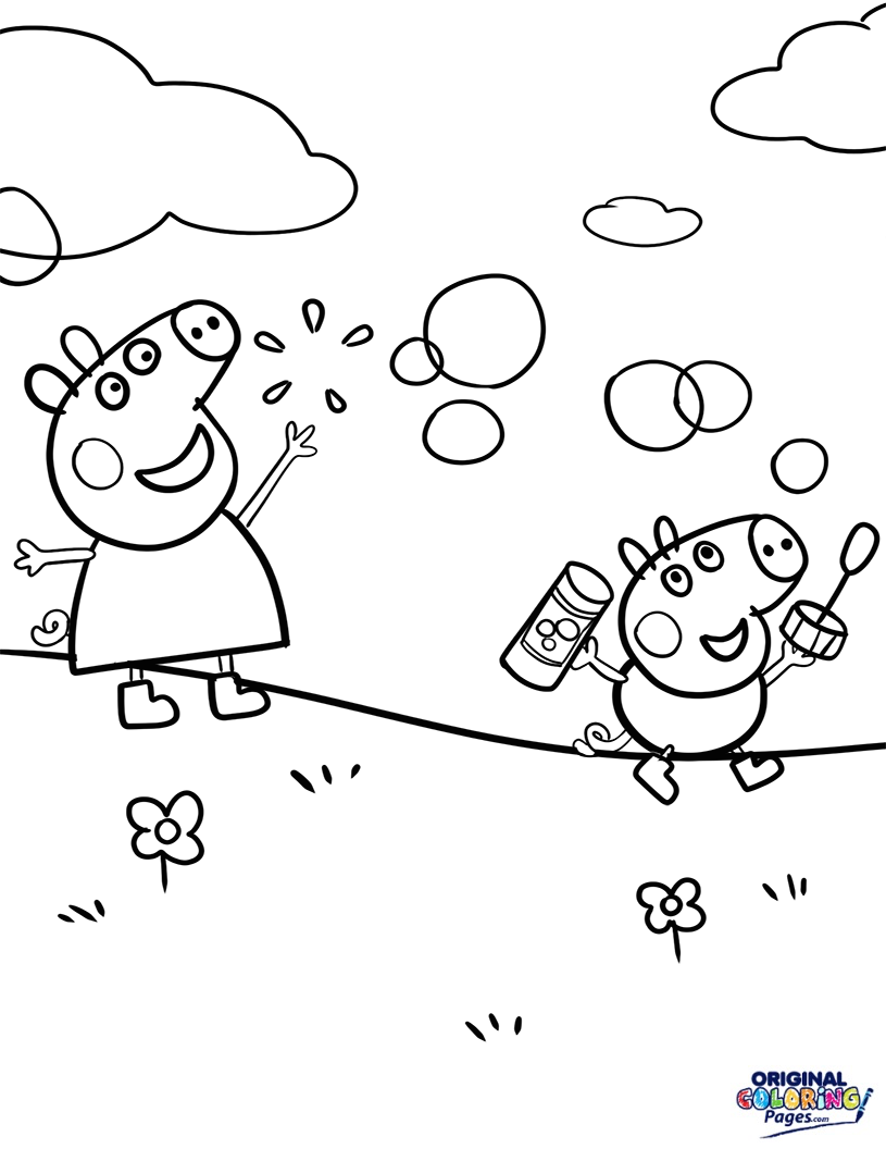 815x1056 Pegga Pig Playing Outside Coloring Page Coloring Pages