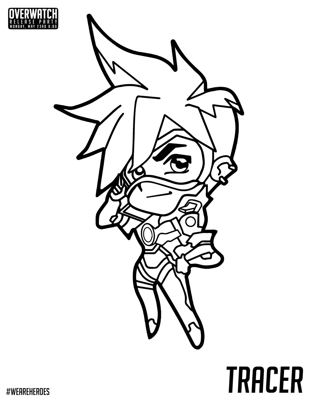 1000x1294 Chibi Tracer Colouring Pages Overwatch