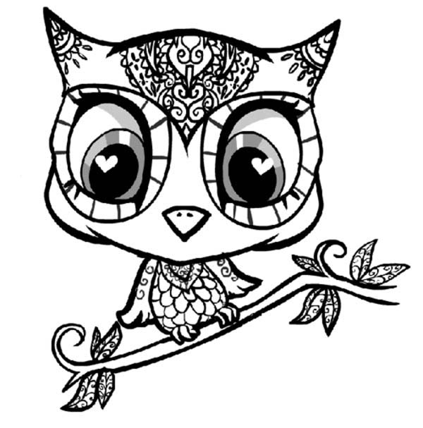 600x607 Owl Cartoon Character Coloring Page