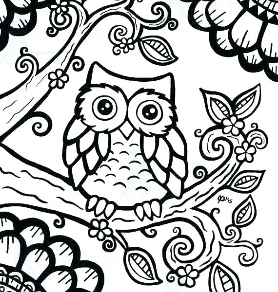 570x600 Cute Owl Coloring Pages To Print