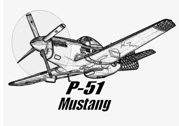 600x422 P Mustang Line Drawing Canvas Print