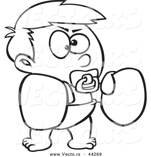 600x620 Vector Of Cartoon Boy Wearing Boxing Glovesnd Sucking