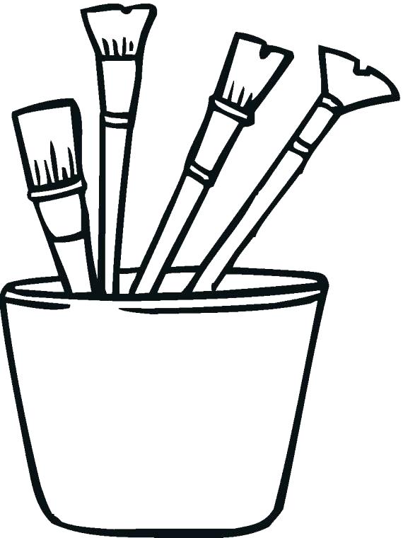 570x760 Paint Brush Coloring Page Simplified Paint Brush Coloring Page