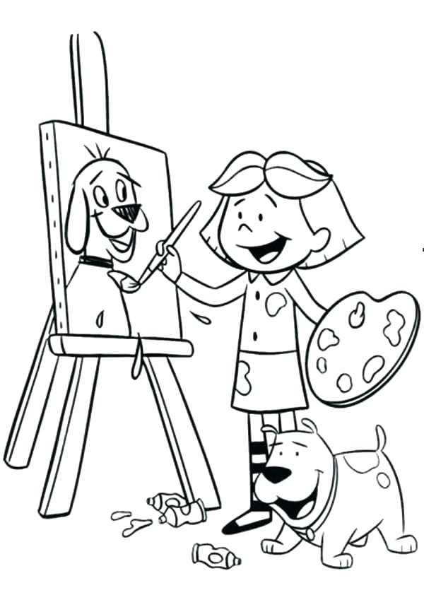 600x842 Paint Coloring Pages Little Girl Regarding Designs