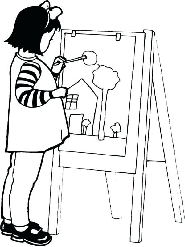 600x799 Paint Brush Coloring Page Worker With Brush Coloring Page Vector