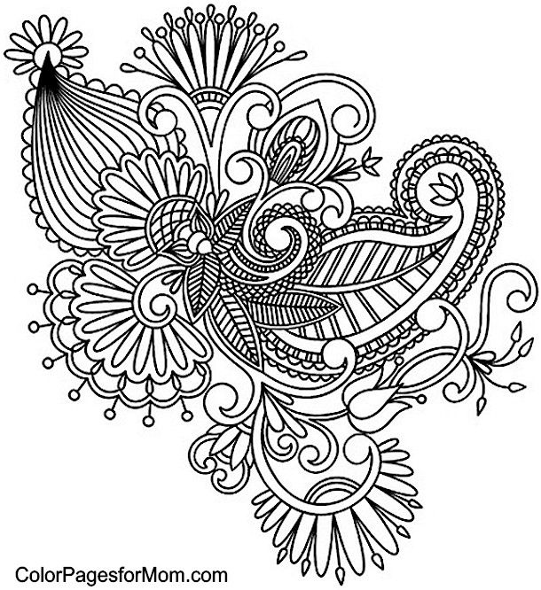 610x666 Paisley Coloring Page Coloring Pages Adult