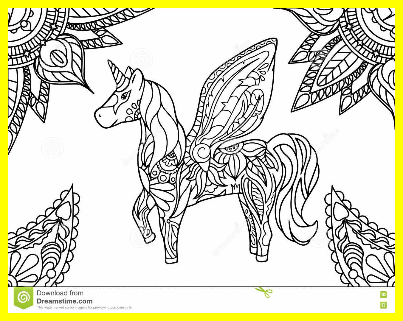 1352x1078 Amazing Unicorn With Mandala And Paisley Ornament Horizontal Adult