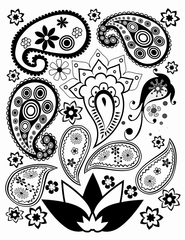 650x841 Free Paisley Coloring Page Full Page Paisley Coloring Pages