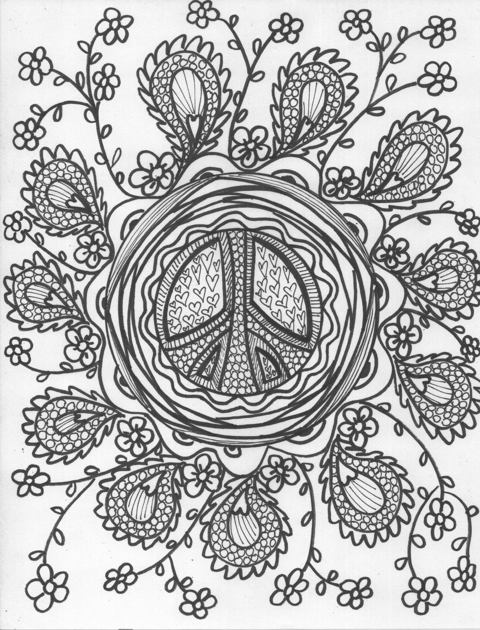 1673x2194 Paisley Coloring Pages Pg Paisley Peace Hang It On The Wall
