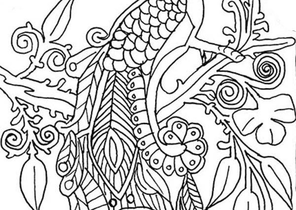 600x425 Peacock Coloring Book Pages Printable Adult Coloring Pages Paisley