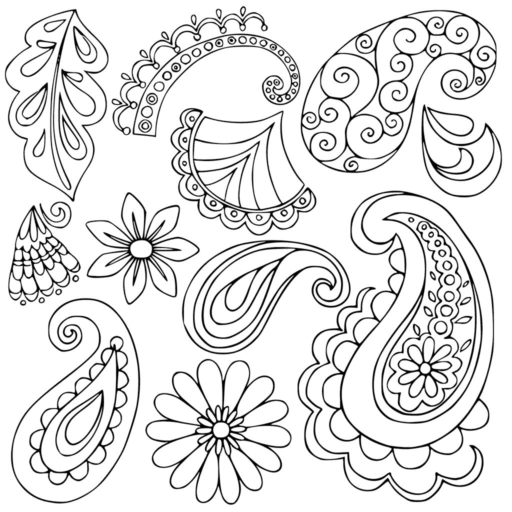 1024x1024 Easy Paisley Coloring Pages Printable
