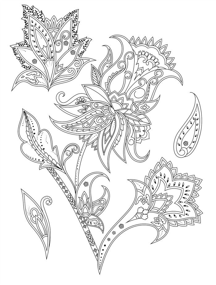 700x924 Adult Coloring Page With Flowers To Print