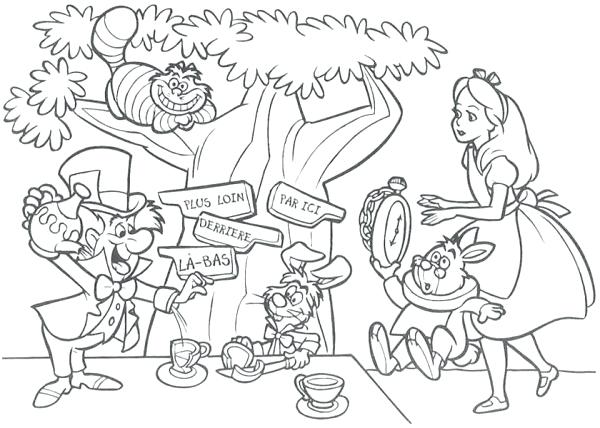 600x428 Party Coloring Pages Mad Hatter Having Tea Party Coloring Page Mad
