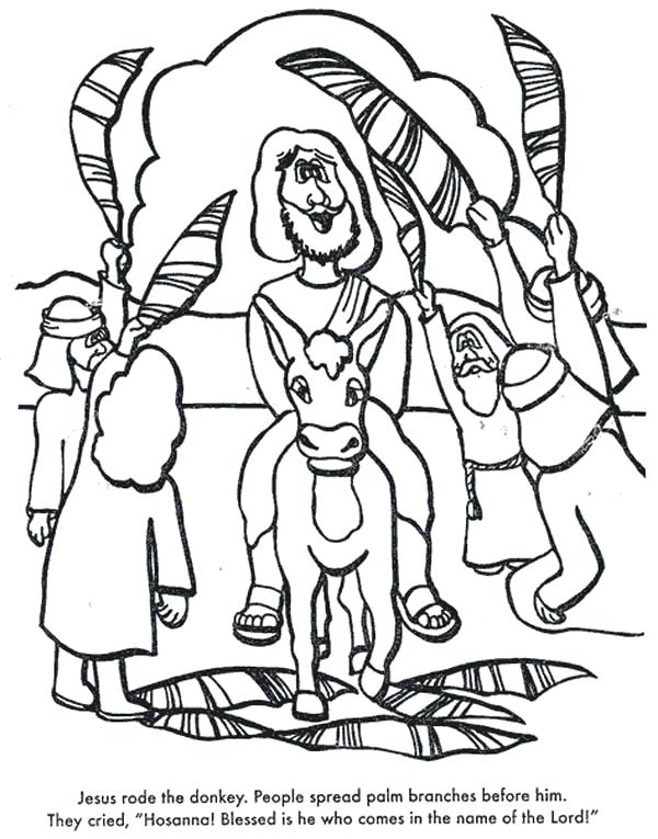 600x765 Palm Sunday Coloring Pages As Amazing Rode The Donkey When Entry