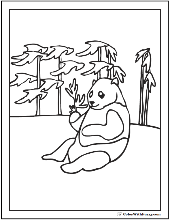 590x762 Panda Coloring Pages Bamboo And Baby Pandas