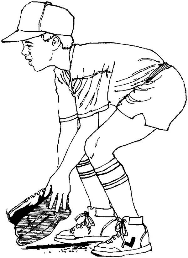 600x824 Ready To Catch A Baseball Coloring Page