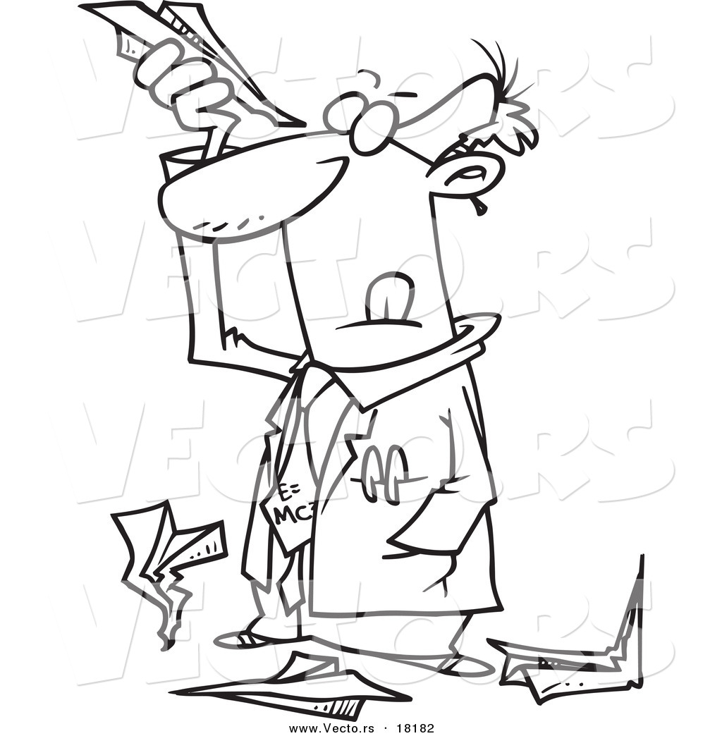 1024x1044 Vector Of A Cartoon Scientist Researching Paper Airplanes