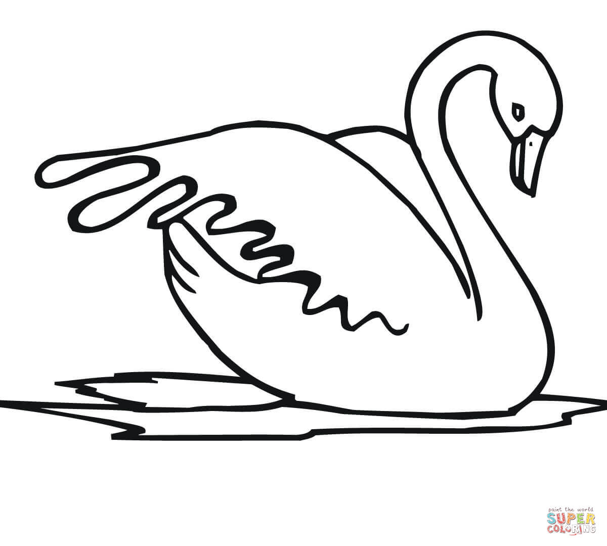 1200x1080 Folded Paper Swan Coloring Page
