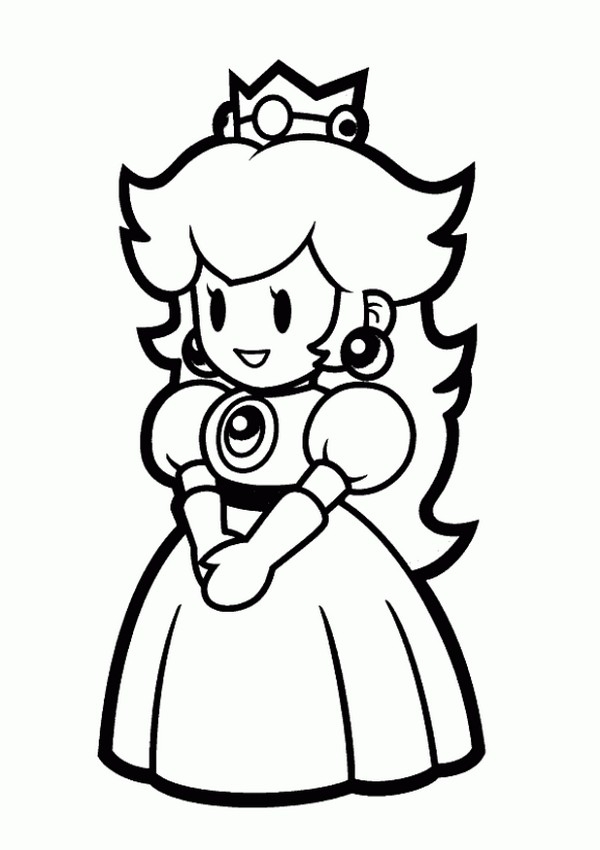 600x850 Paper Mario Sticker Star Coloring Pages Princess Peach Coloring