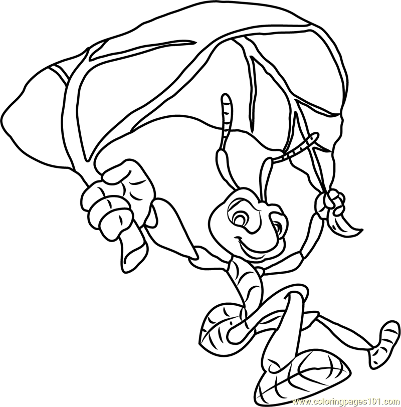 800x812 Flik With Leaves Parachute Printable Coloring Page For Kids And Adults