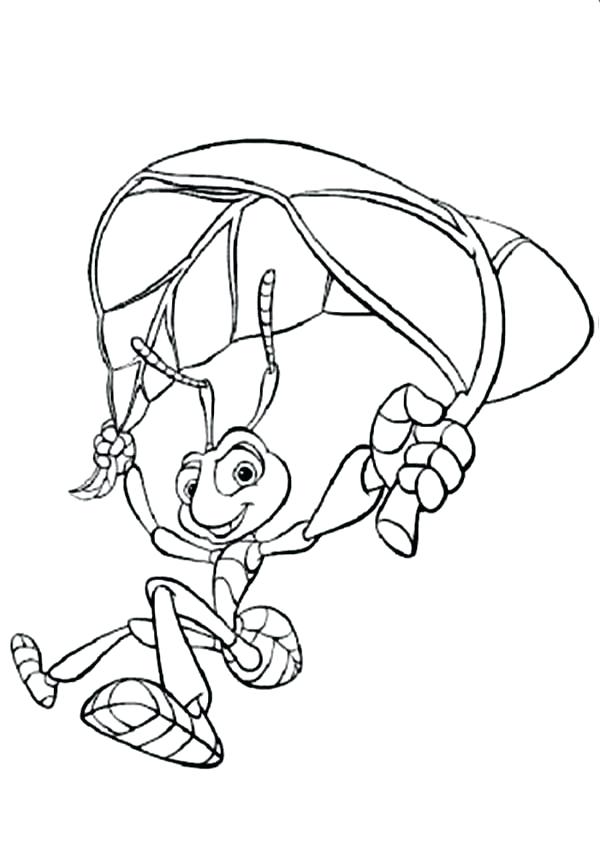 600x841 Free Printable Leaf Coloring Page With Leaf Parachute In Bugs Life