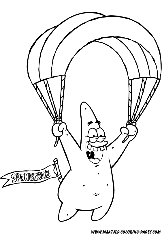 562x818 Nengaku Patrick Star Fly With A Parachute Coloring Pages