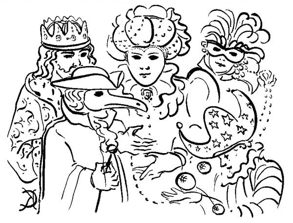 600x456 Five Common Characters In Mardi Gras Parade Coloring Page