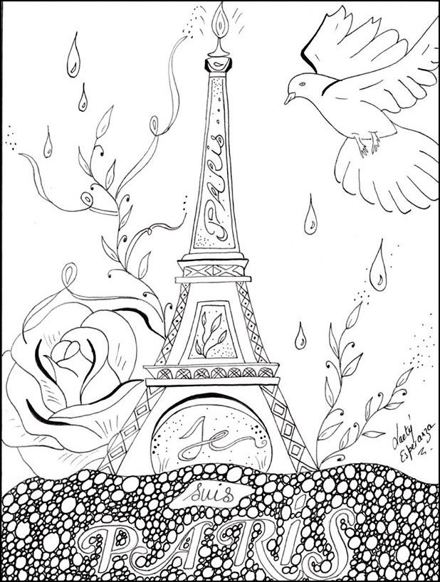 618x818 Paris Coloring Pages Adult Coloring Page Peace For Paris