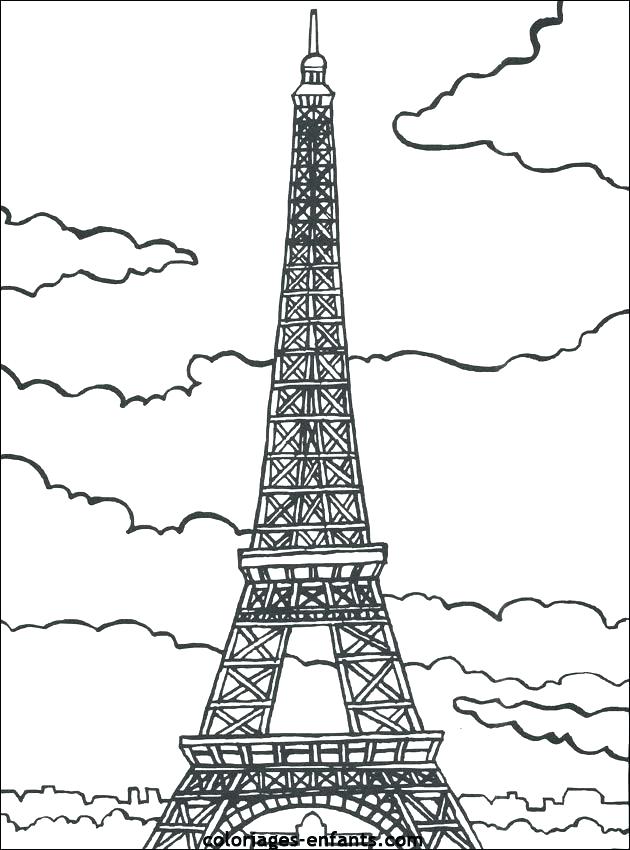 630x850 Tower Cartoon Drawing Tower Coloring Page Eiffel Tower Paris