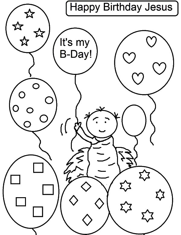 600x777 Jesus Birthday Party Balloons Coloring Pages Best Place To Color