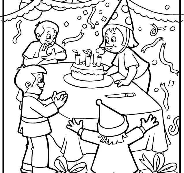 637x600 Birthday Party Colouring Pages Party Coloring Pages Birthday Cake