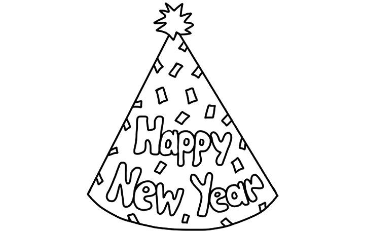 720x460 Happy New Year Hat Coloring Pages