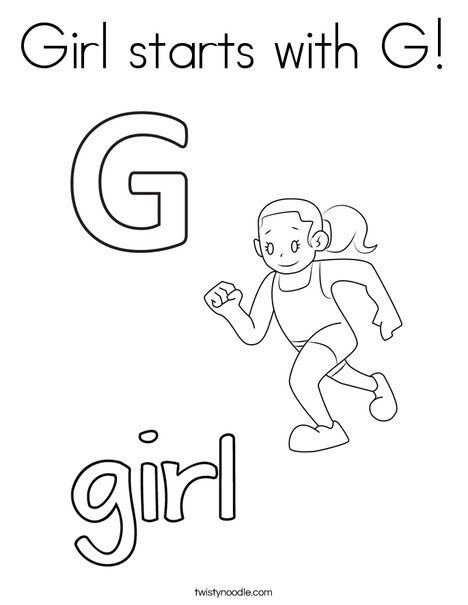 468x605 Girl Starts With G Coloring Page