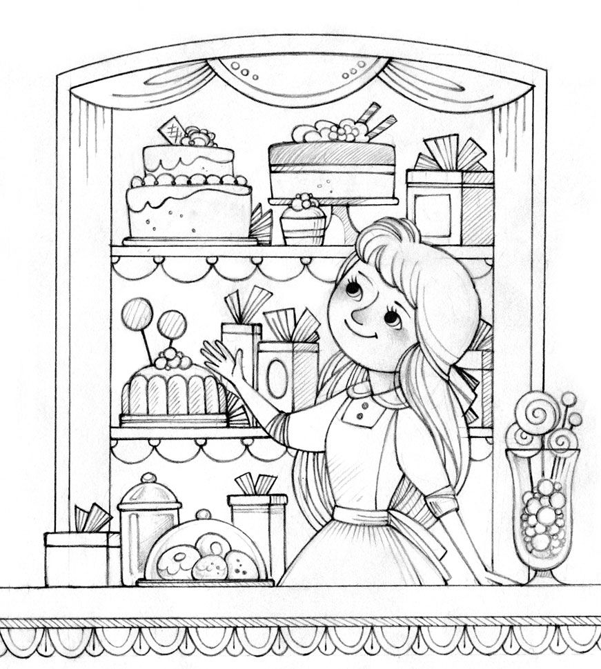 871x970 Gaia Bordicchia Illustrations La Patisserie Drawings