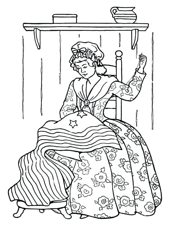 600x734 White House Coloring Pages Sewing Us Flag Patriots Day Coloring