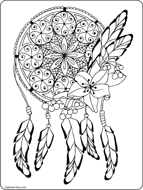 570x759 Dream Catcher Adult Coloring Page Dream Catchers, Adult Coloring