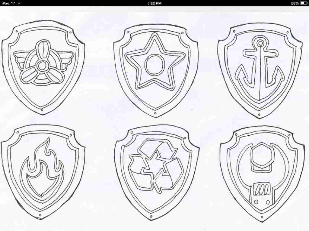 1024x768 Paw Patrol Badge Coloring Pages
