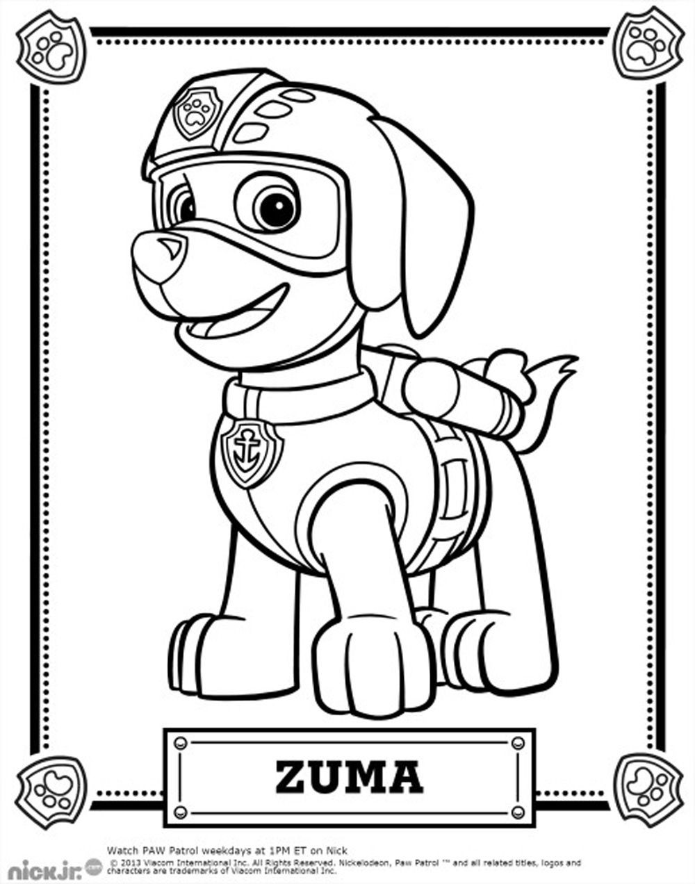 1000x1272 Paw Patrol Characters Coloring Pages
