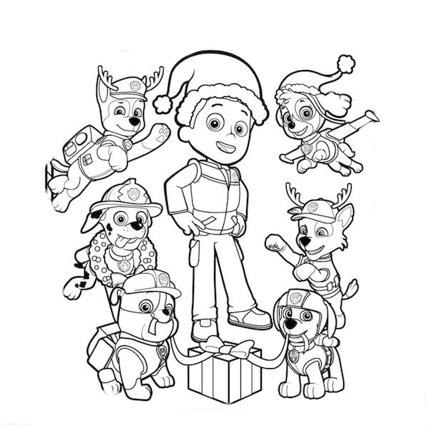 600x600 Paw Patrol Christmas Coloring Pages Imprimir Desenhos Para Colorir