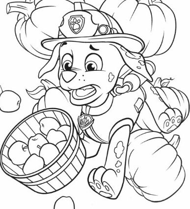 387x425 Rubble Paw Patrol Coloring Page