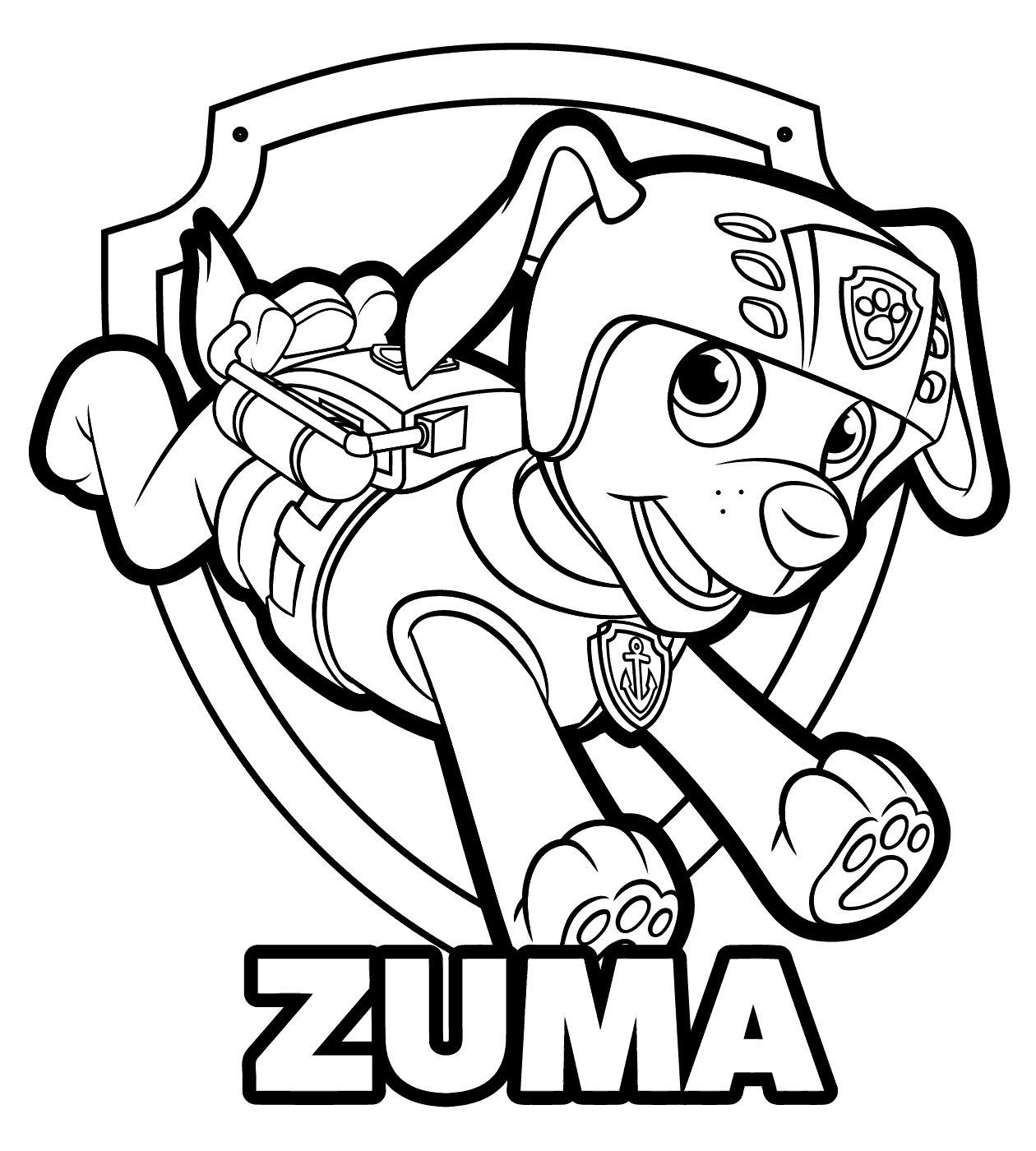1260x1400 Paw Patrol Zuma Coloring Page