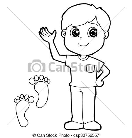 450x470 Image Of Kid With Paw Print Coloring Page Vector Clipart Vector
