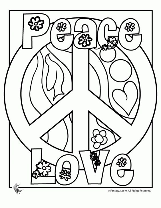 564x730 Free Peace Sign Coloring Page For Older Kids Fun Coloring Pages